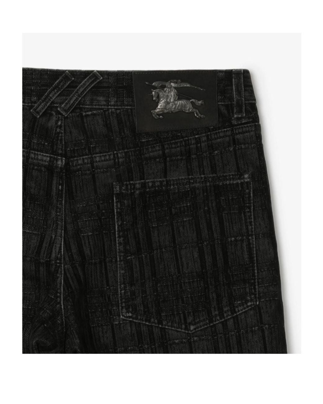 Burberry Black Check Flocked Straight Jeans for men