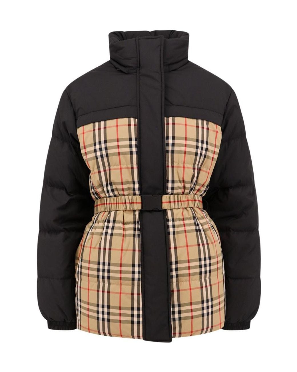 Burberry Black Belted-Waist Reversible Padded Jacket
