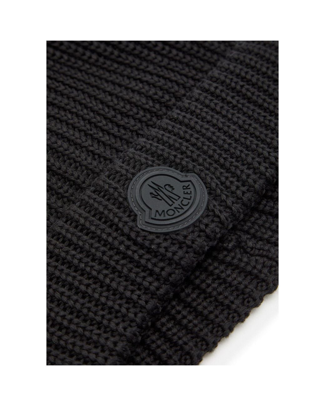 Moncler Black Coarse Ribbed Knitted Cold-Weather Cap for men