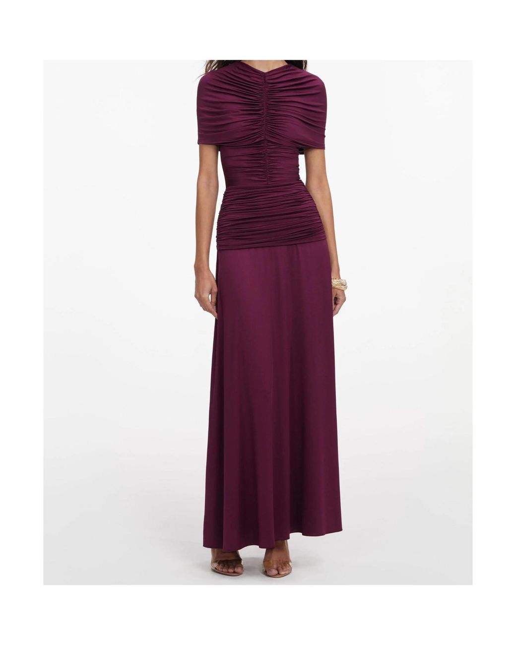 Self-Portrait Purple Knitted Pleated Midi Dress