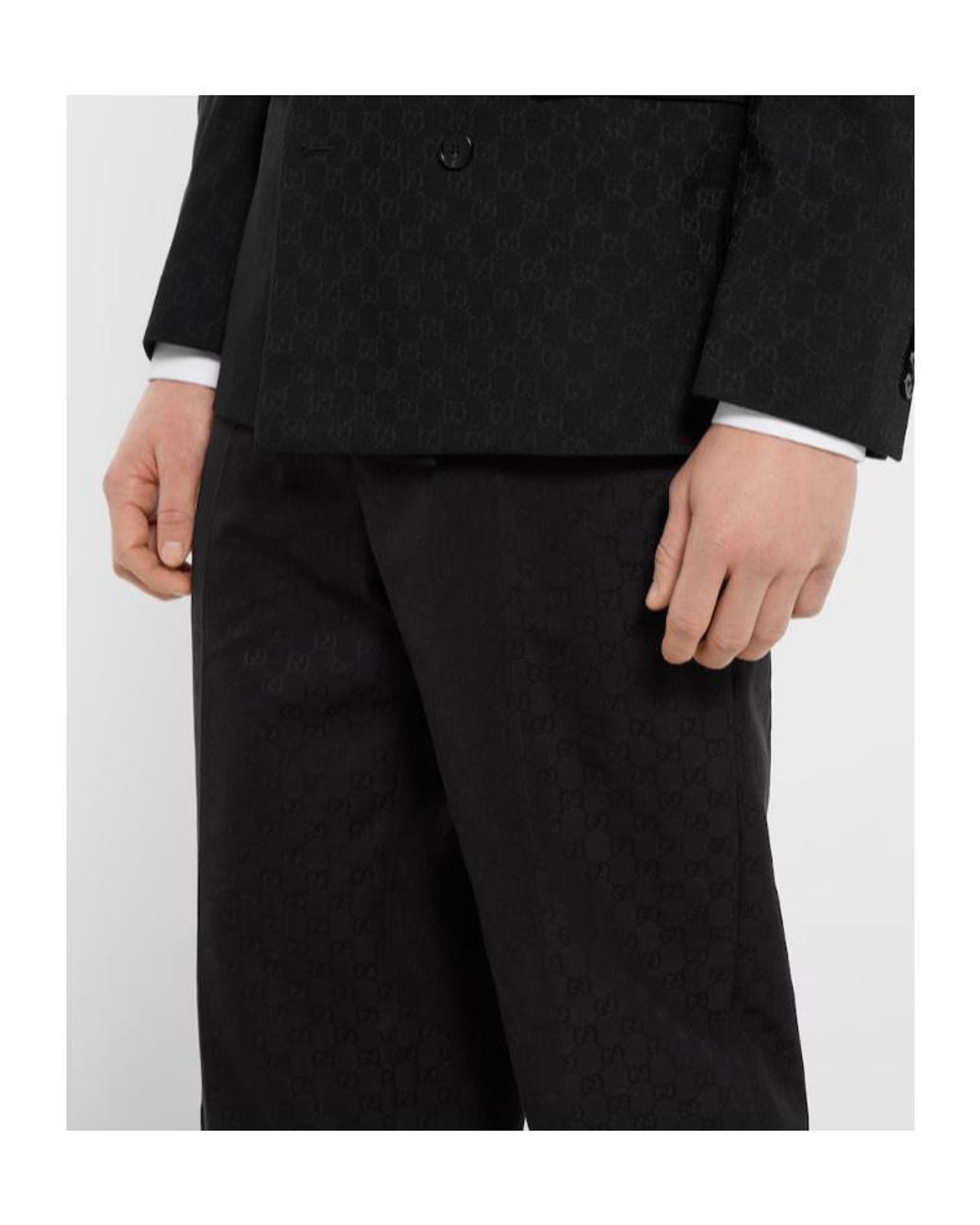 Gucci Black Gg Cotton Canvas Pants for men