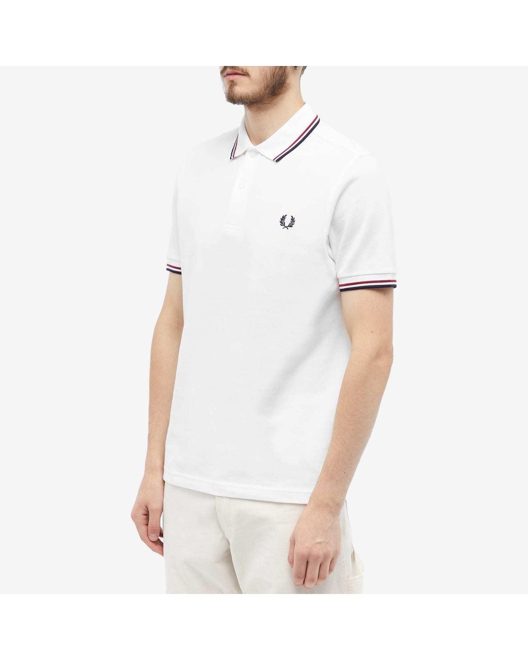 Fred Perry White Twin Tipped Polo Shirt for men