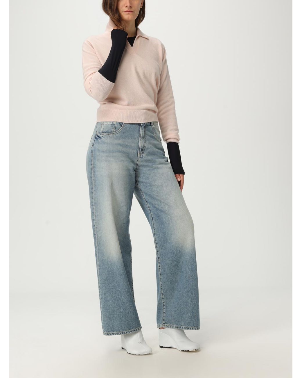 Maison Margiela Pink V-Neck Knitted Jumper