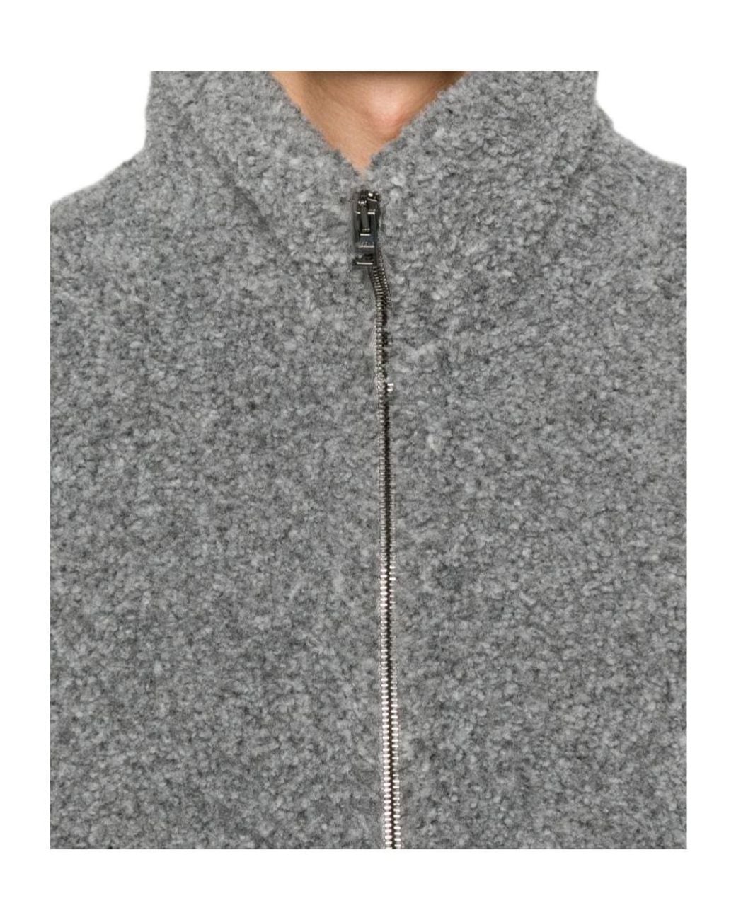 Herno Gray Faux-Fur High-Neck Gilet for men