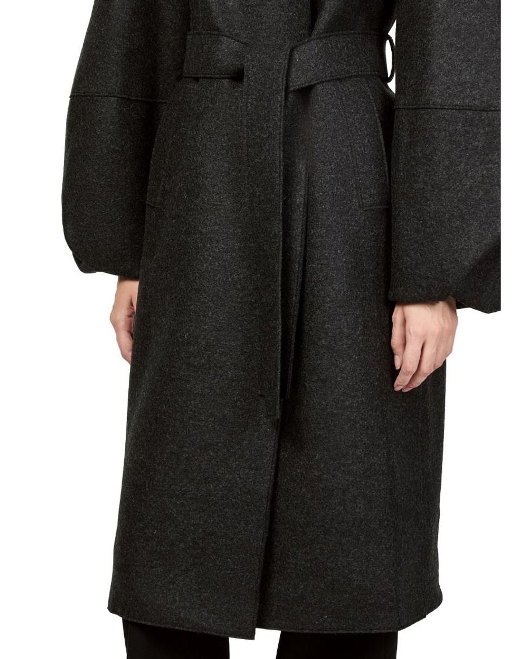 Harris Wharf London Black Puff-Sleeved Coat