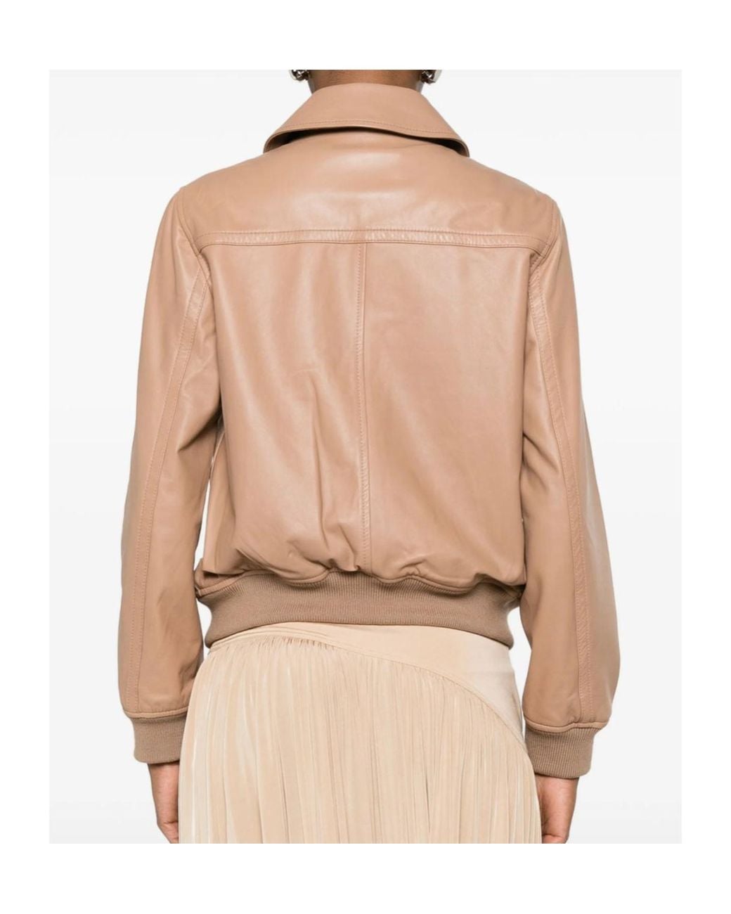 Yves Salomon Natural Zip-Up Lambskin Jacket