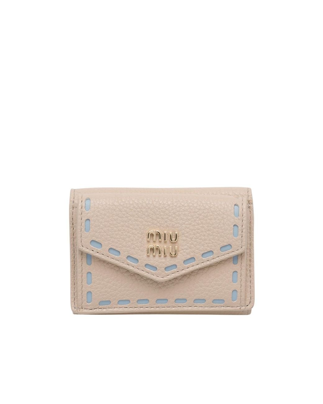 Miu Miu Logo-Detailed Tri-Fold Wallet in White | Lyst