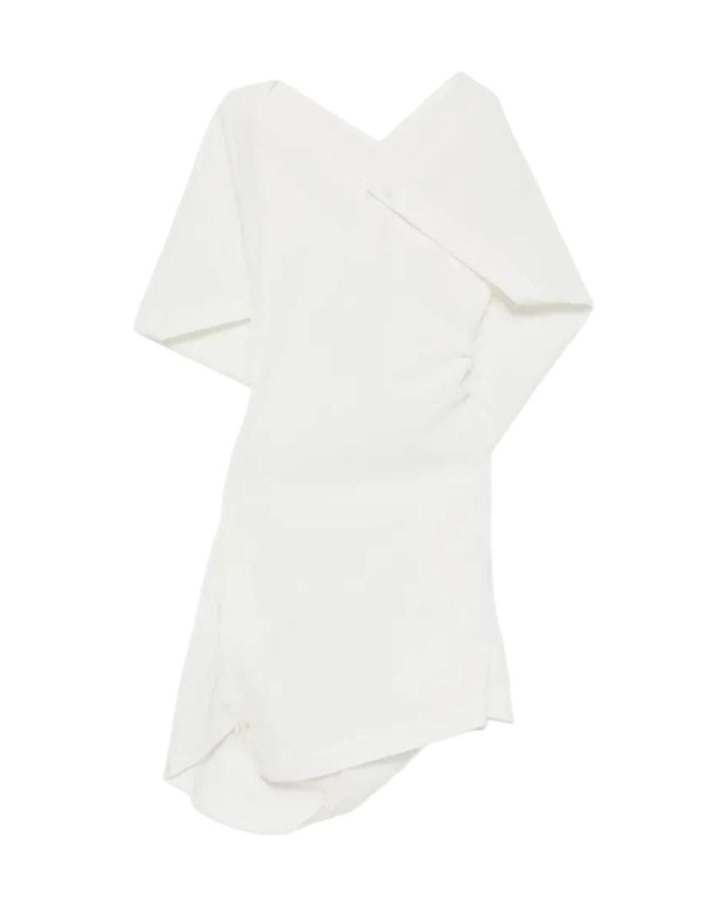 Issey Miyake White Draped Mini Dress