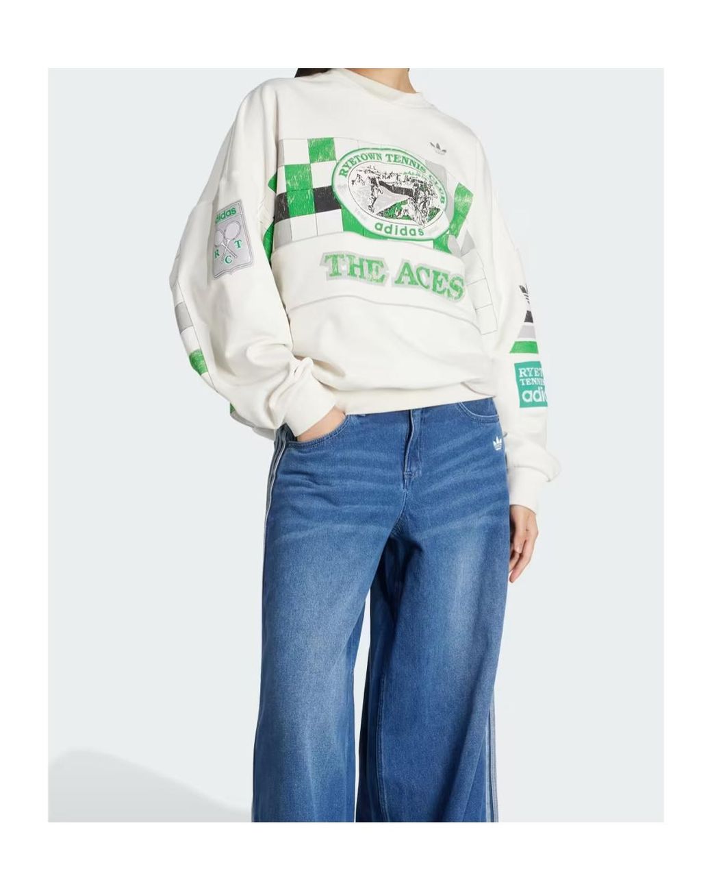 Adidas Originals Blue Checkers-Print Sweatshirt