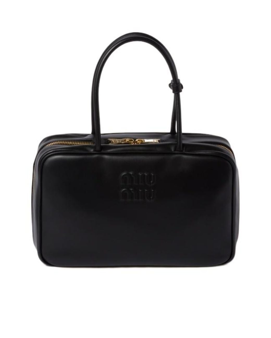 Miu Miu Black Logo-Embossed Zipped Handbag