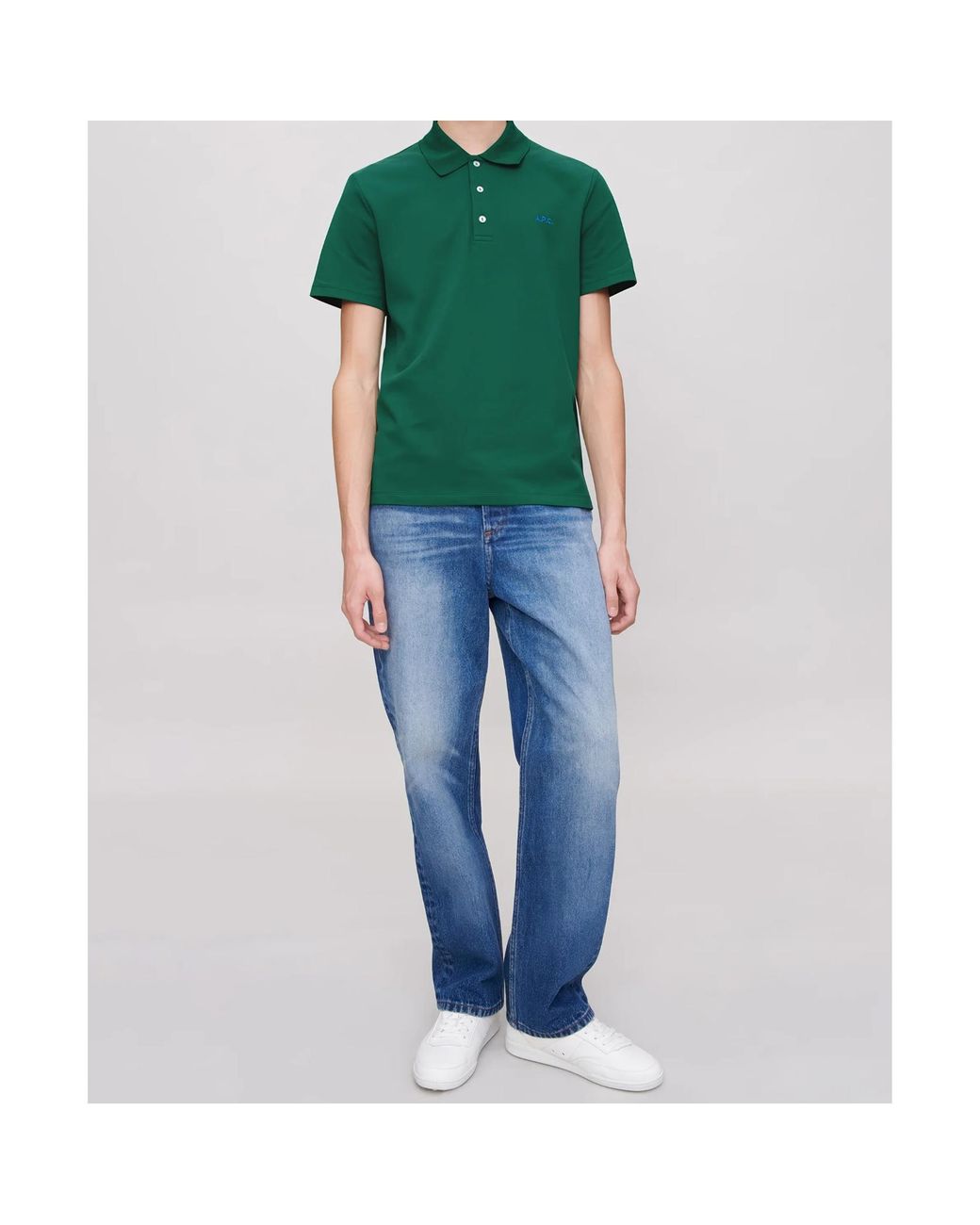 A.P.C. Blue Button Detailed Straight Leg Jeans for men