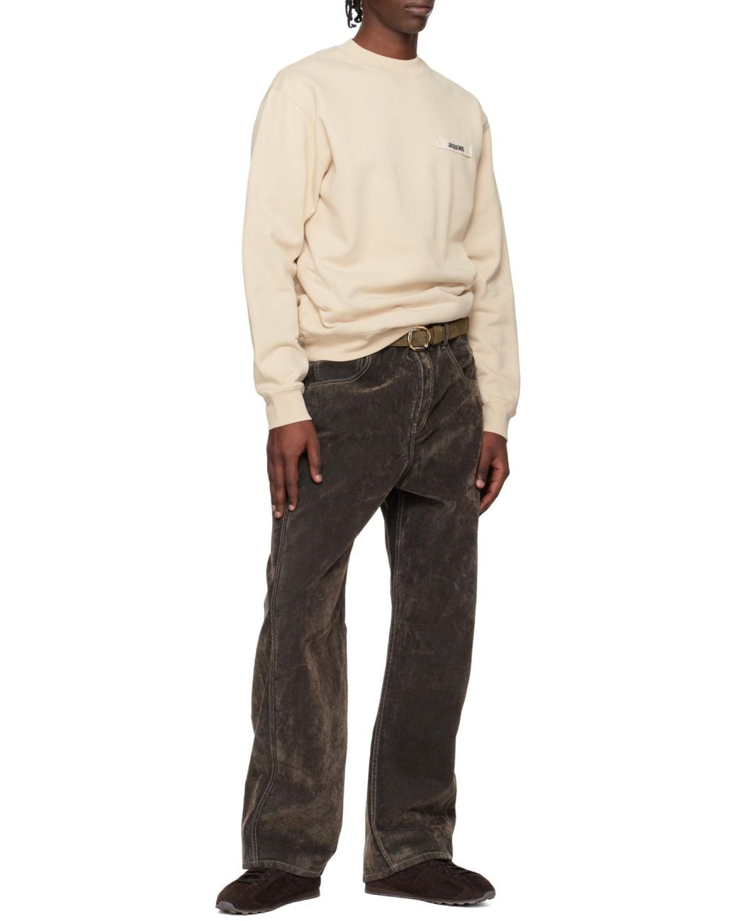 Jacquemus Natural Logo Patch Crew Neck Sweatshirt for men