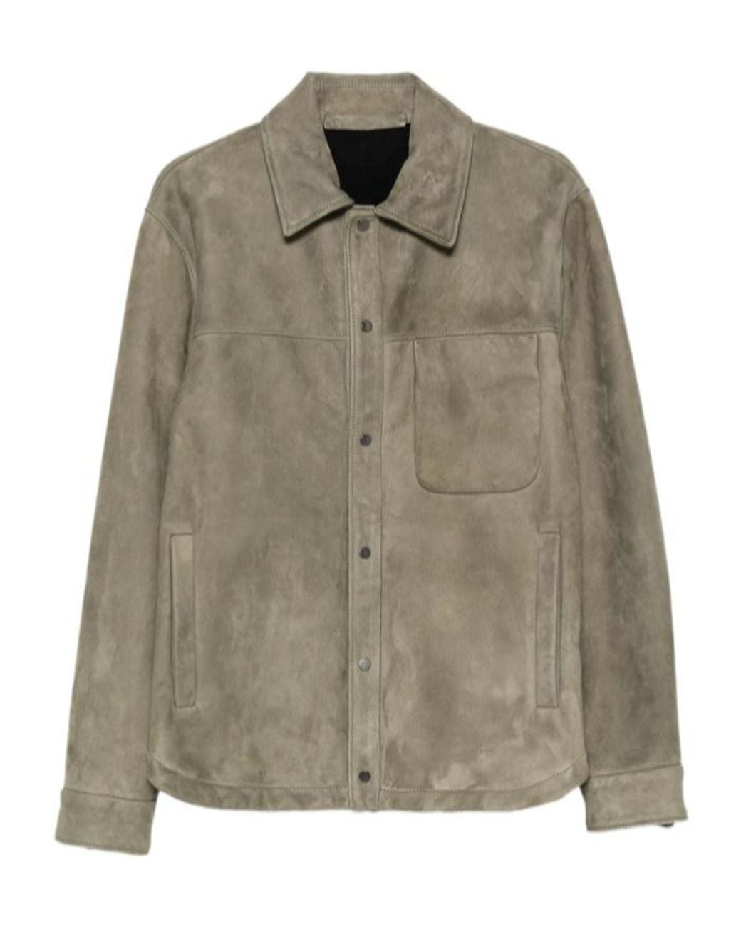 Salvatore Santoro Green Suede Press-Stud Jacket for men