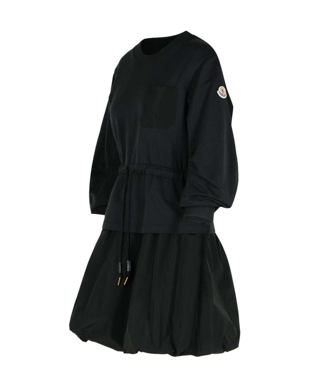 Moncler Black Layered Drawstring Waist Dress