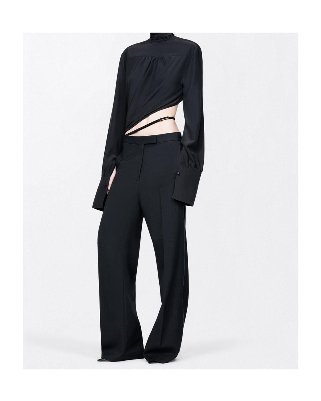 Tom Ford Blue Washed Silk Tuxedo Jumpsuit With Belt Detail