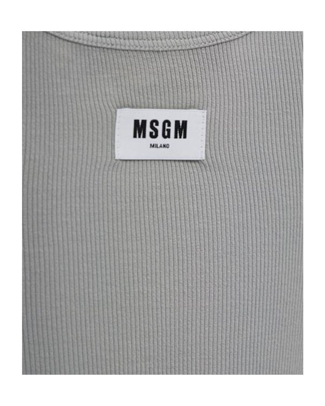 MSGM Gray Ribbed Stretch Viscose Tank Top