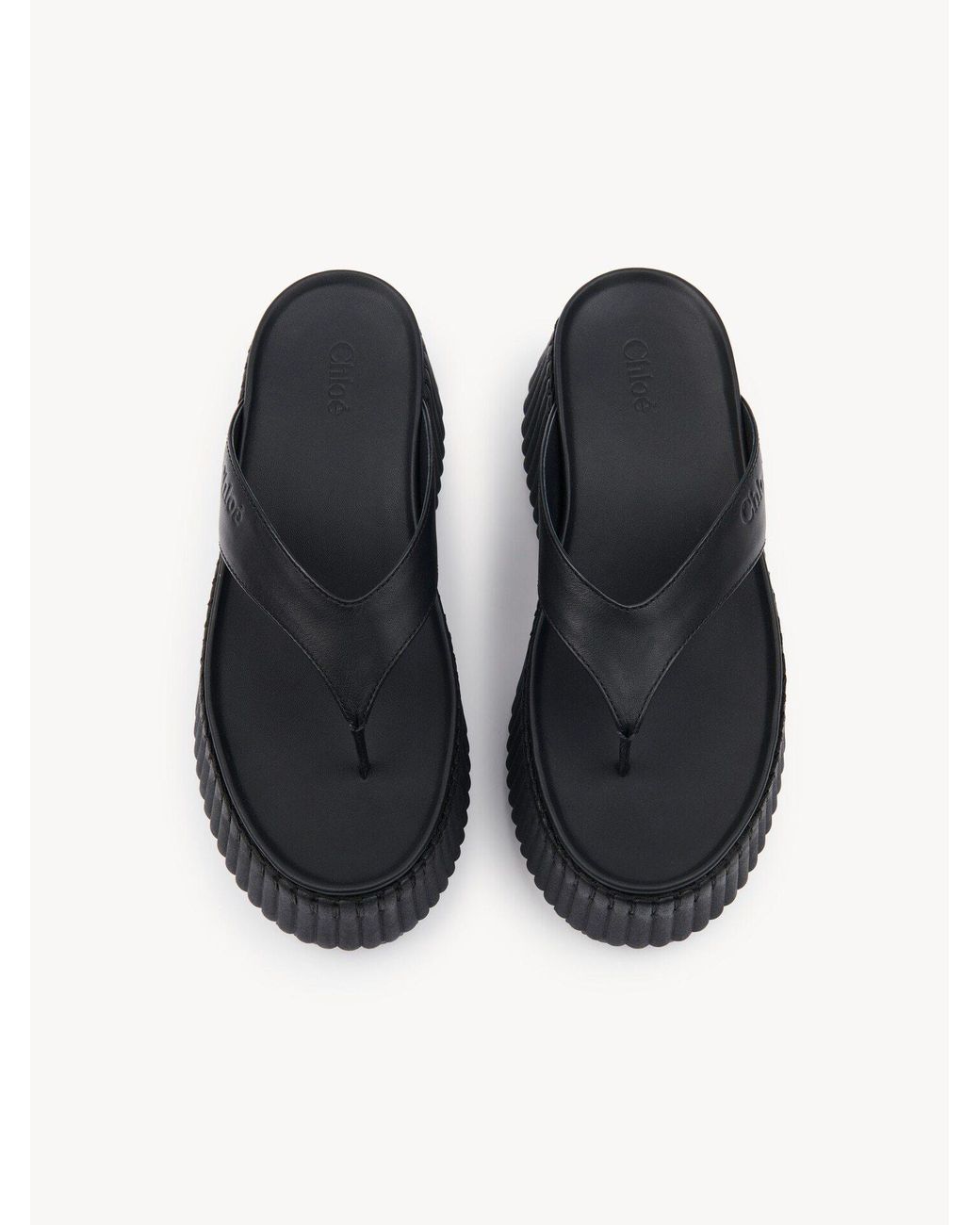 Chloé Black Platform Ridged-Sole Sandals