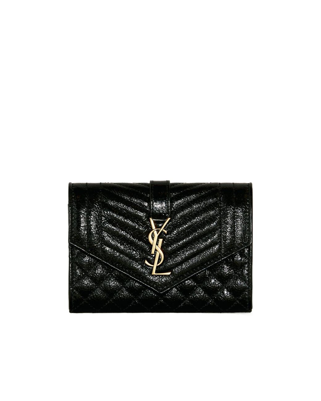 Saint Laurent Black Envelope Matelassé Small Wallet
