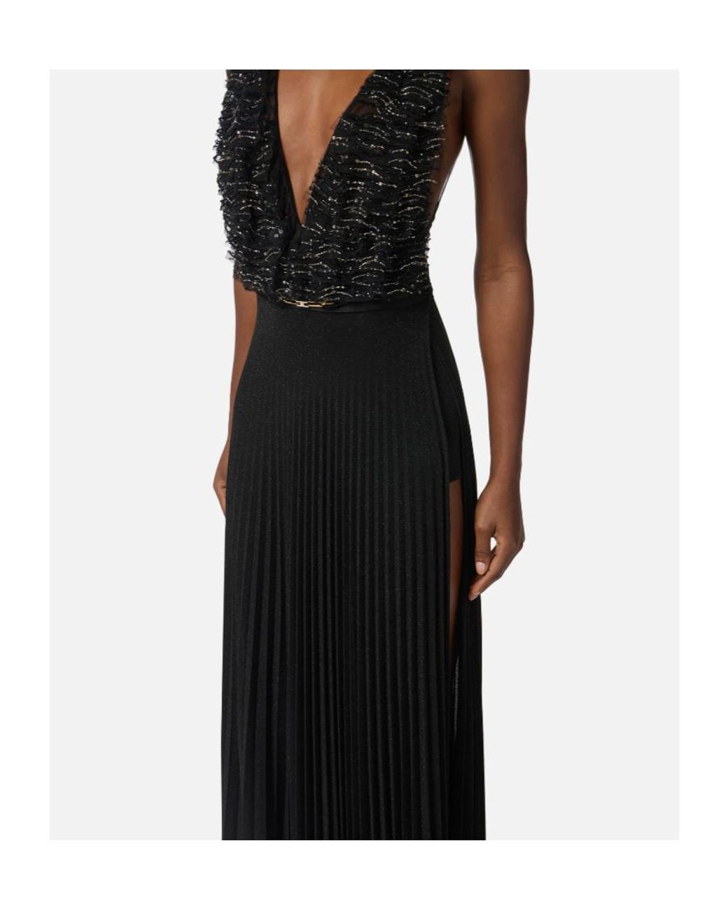 Elisabetta Franchi Black Tulle Carpet Dress