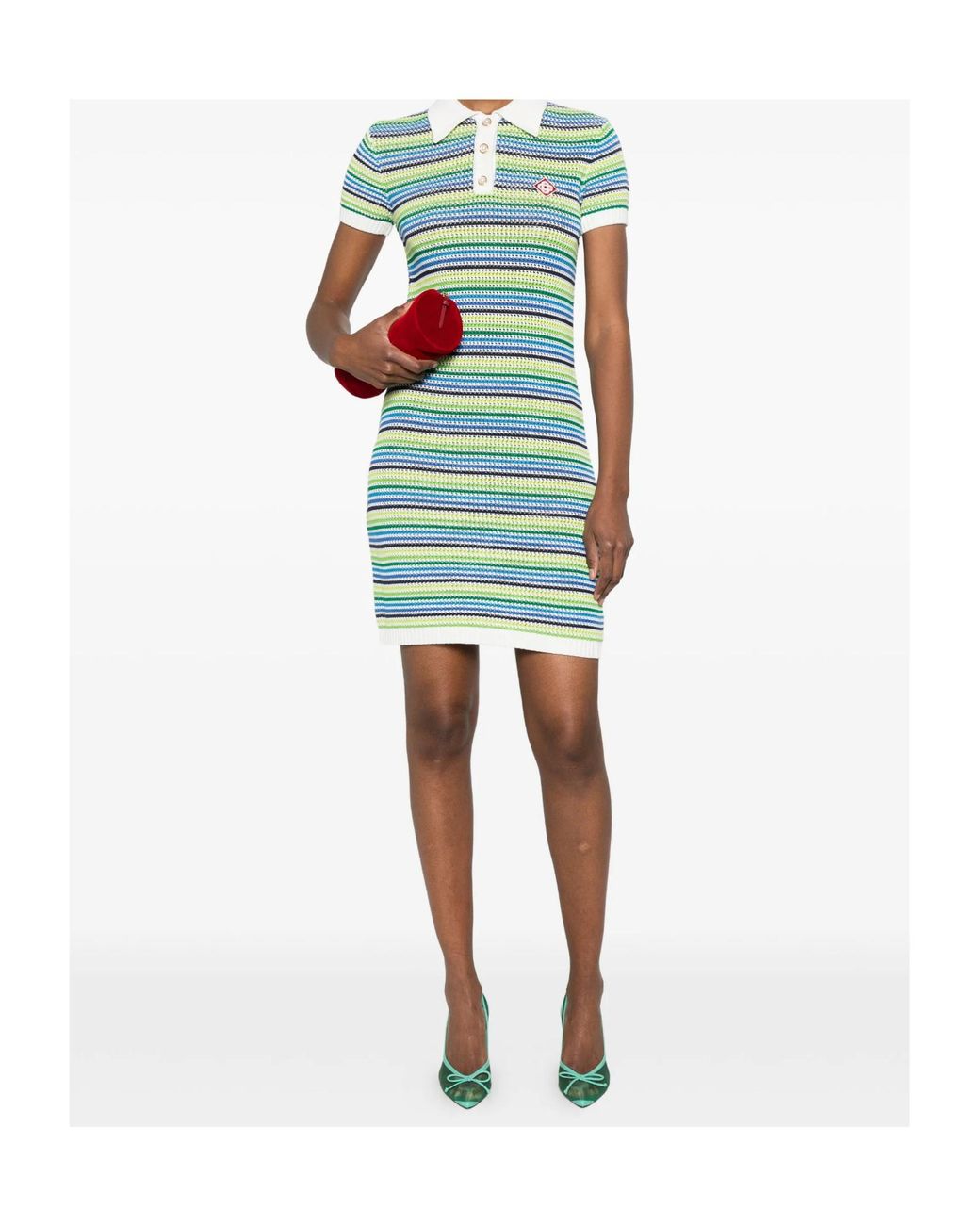 Casablanca Green Striped Dress