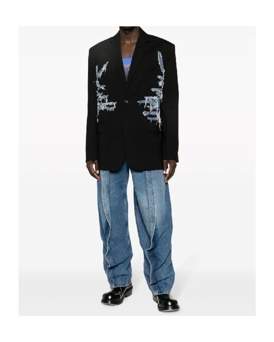 Y. Project Blue Belt-Loop Jeans for men
