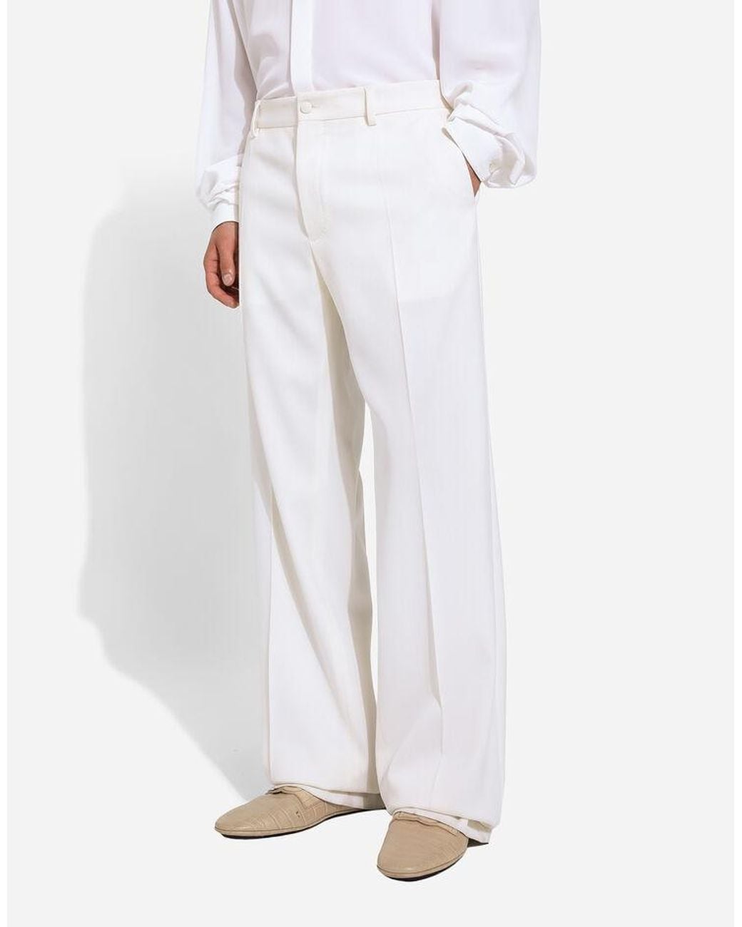 Dolce & Gabbana White Straight Leg Pants for men