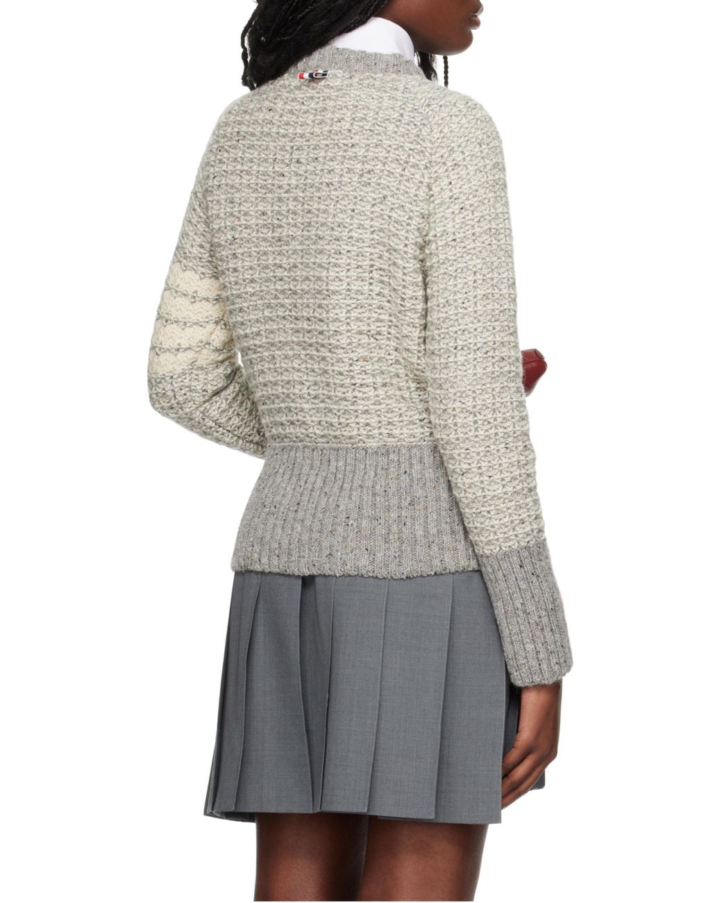 Thom Browne Gray 4-Bar Crewneck Jumper