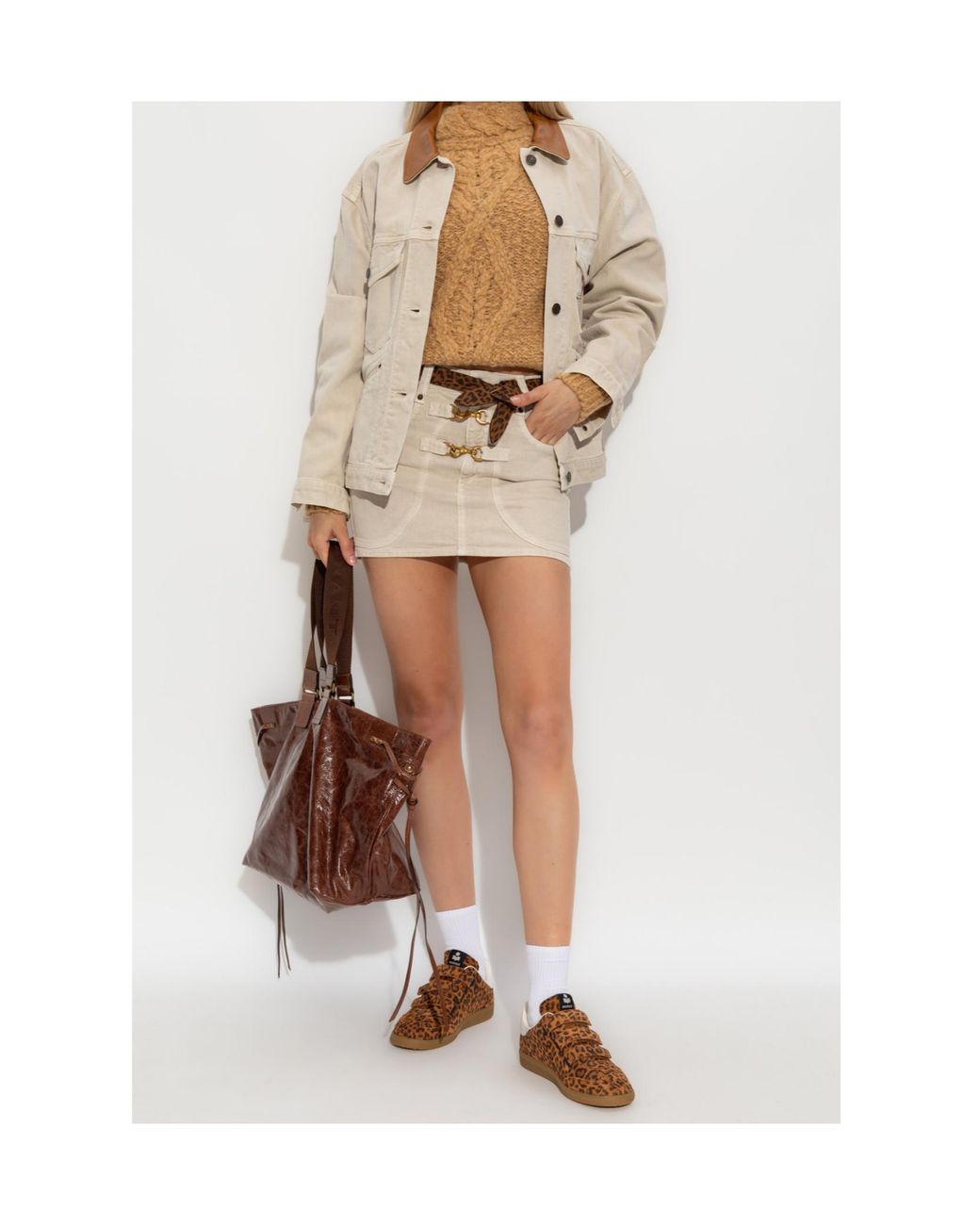 Isabel Marant Natural Paulina Mini Denim Skirt