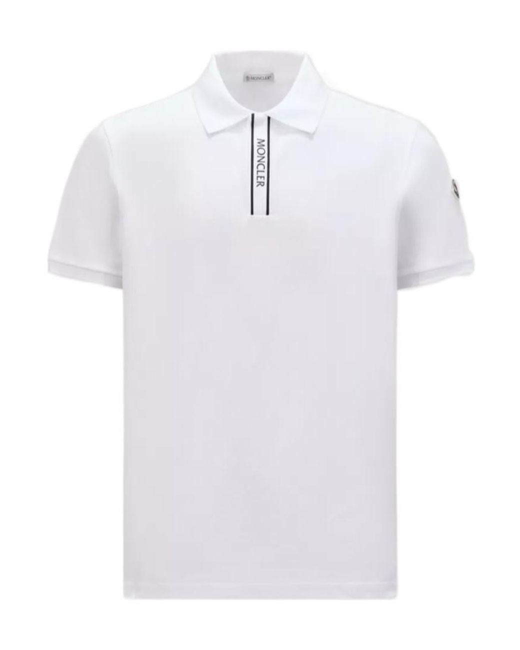Moncler White Logo Motif Polo Shirt for men