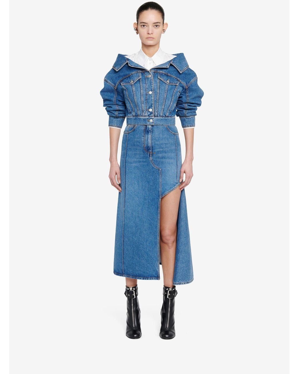 McQueen Blue Cropped Denim Jacket