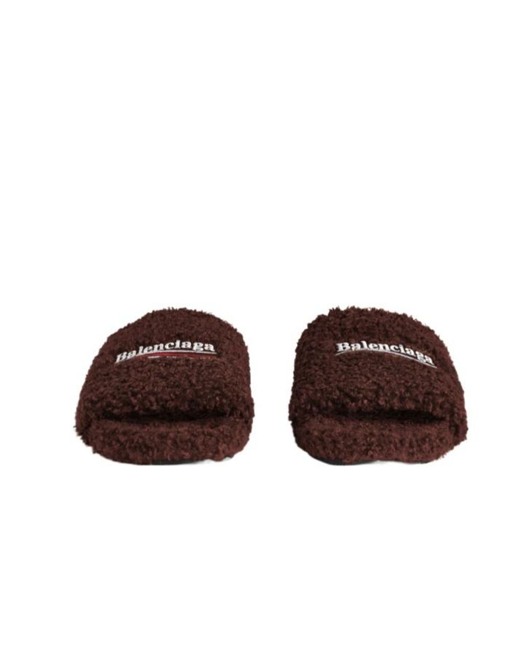 Balenciaga Brown Furry Slide Sandals for men