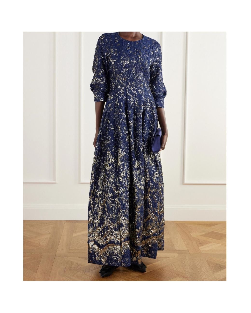Jonathan Simkhai Blue Claravelle Floral Jacquard Gown