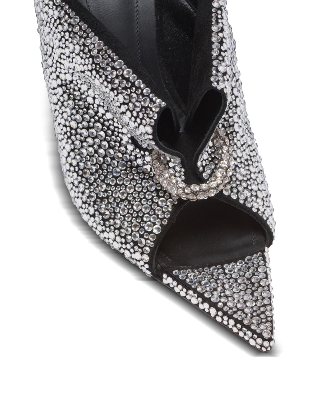 Balmain White Front Piercing Embellished Mules