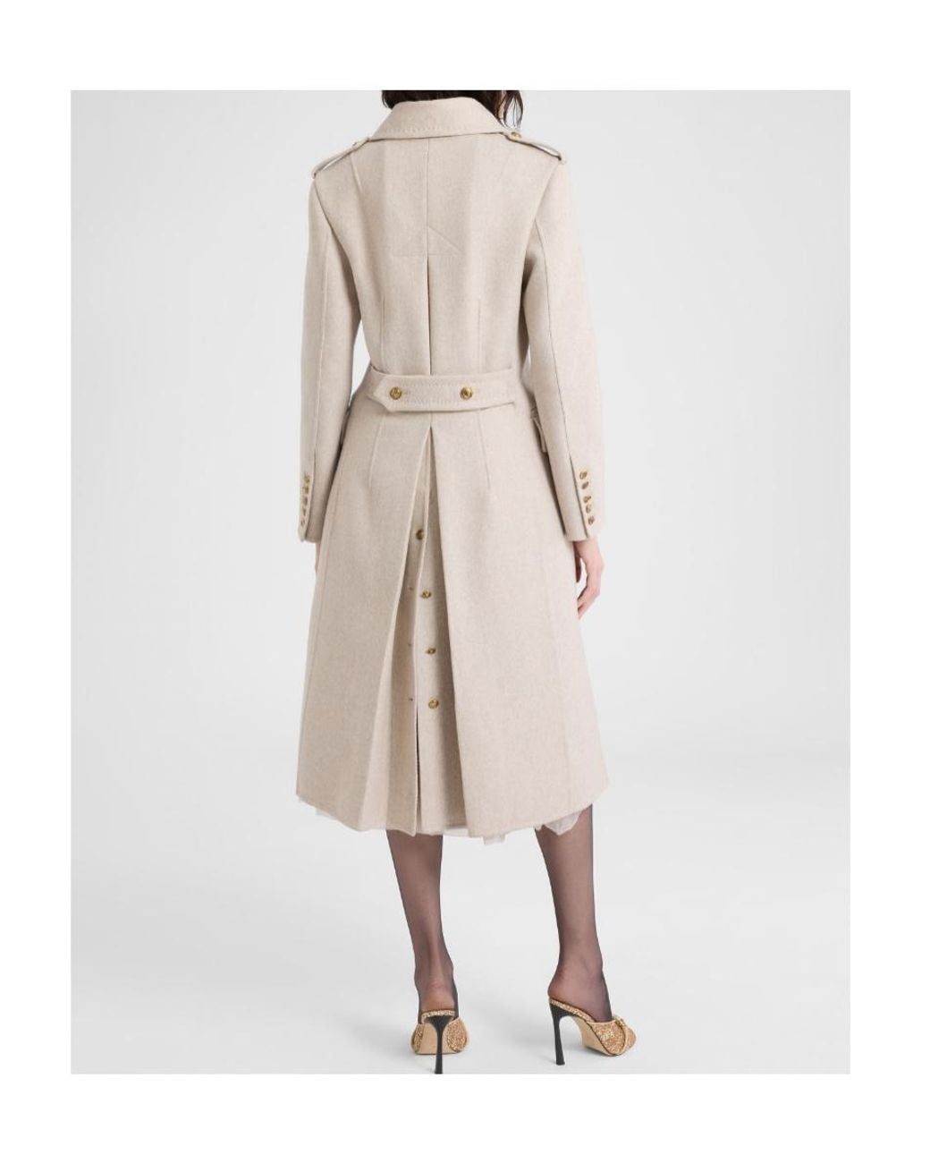 Ermanno Scervino Natural Oversized Double-Breasted Tailored Coat With Heraldic Buttons