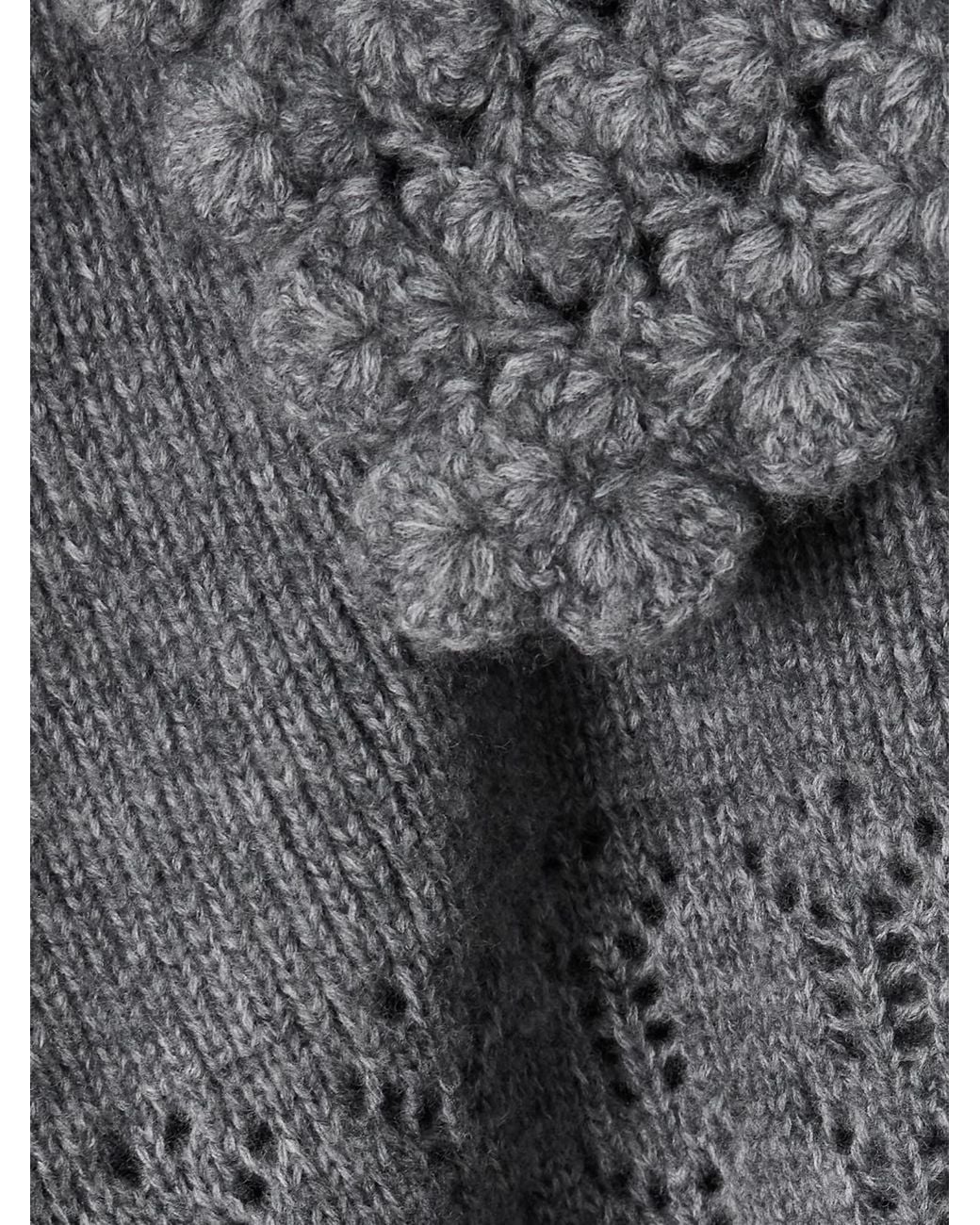 ShuShu/Tong Gray Short Openwork Knit Cardigan