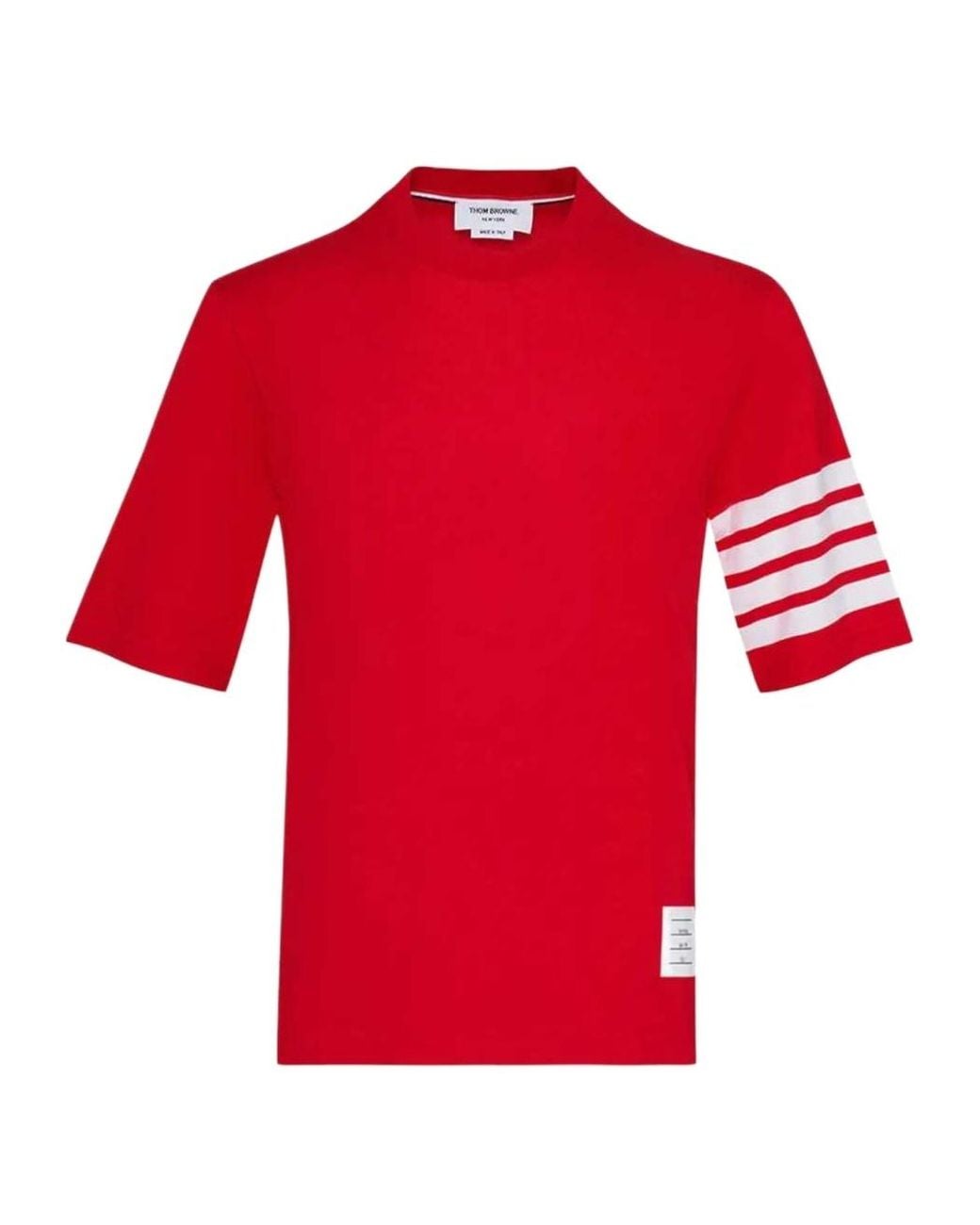 Thom Browne Red Jersey 4-Bar Short Sleeve T-Shirt for men