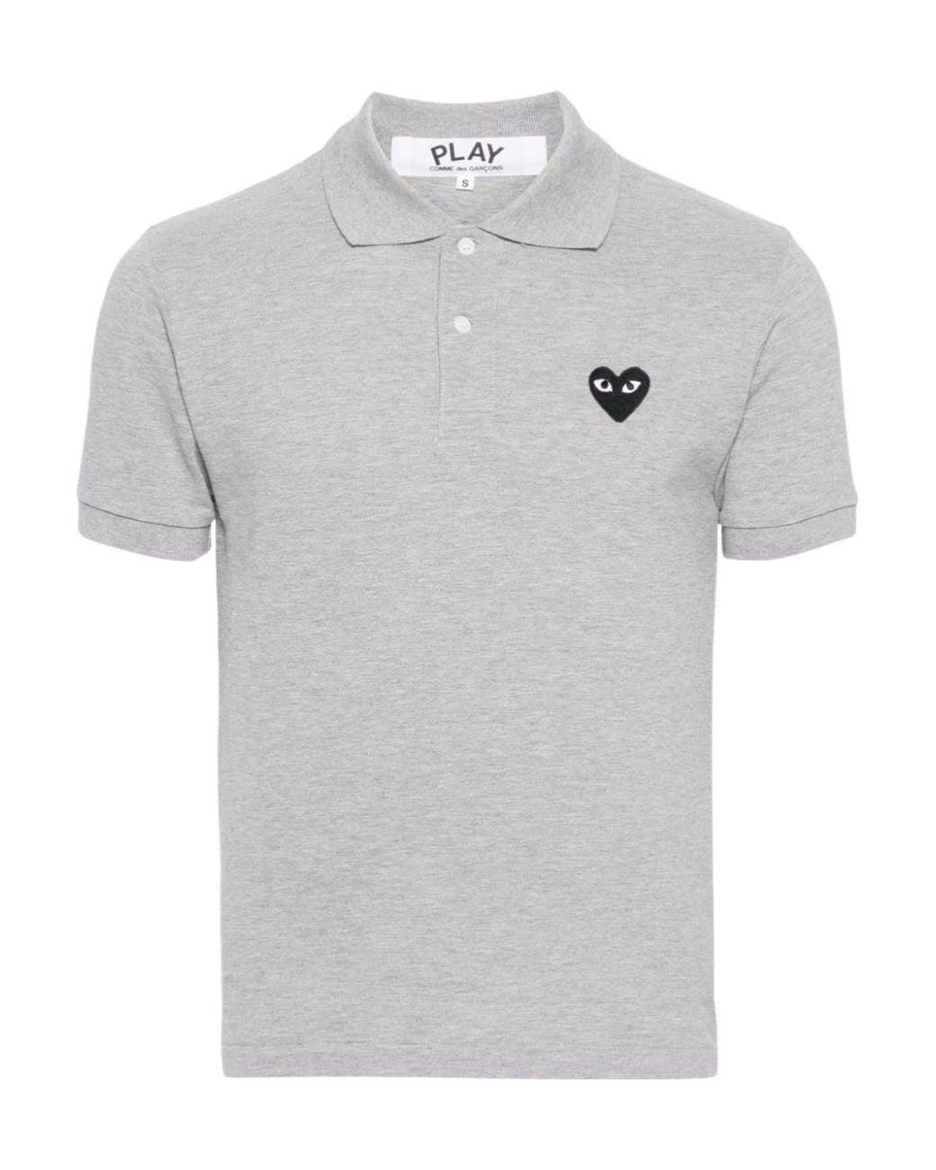 COMME DES GARÇONS PLAY Gray Comme Des Garçons Play Short Sleeve Heart-Patch Piqué Polo Shirt for men