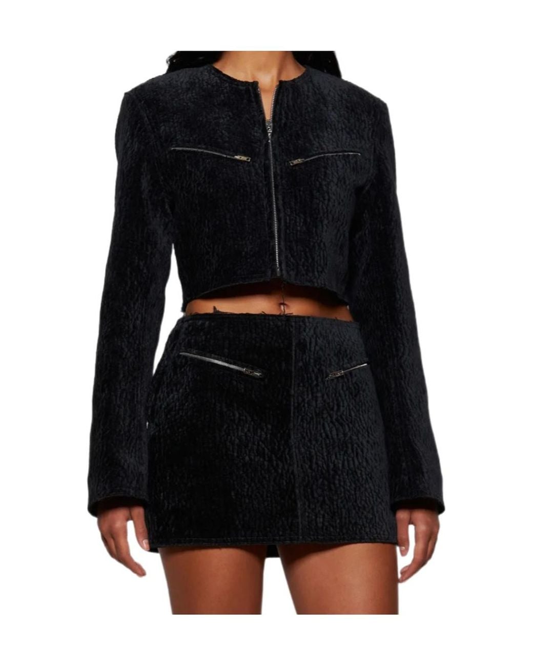 Alexander Wang Black Velvet Cropped Jacket