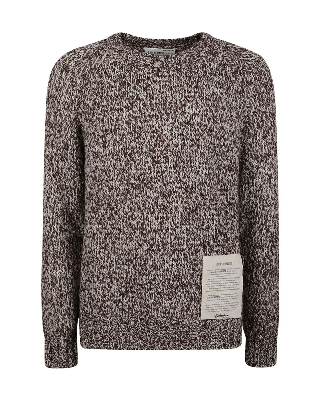Ballantyne Gray Raw Diamond Crewneck Knitted Jumper for men