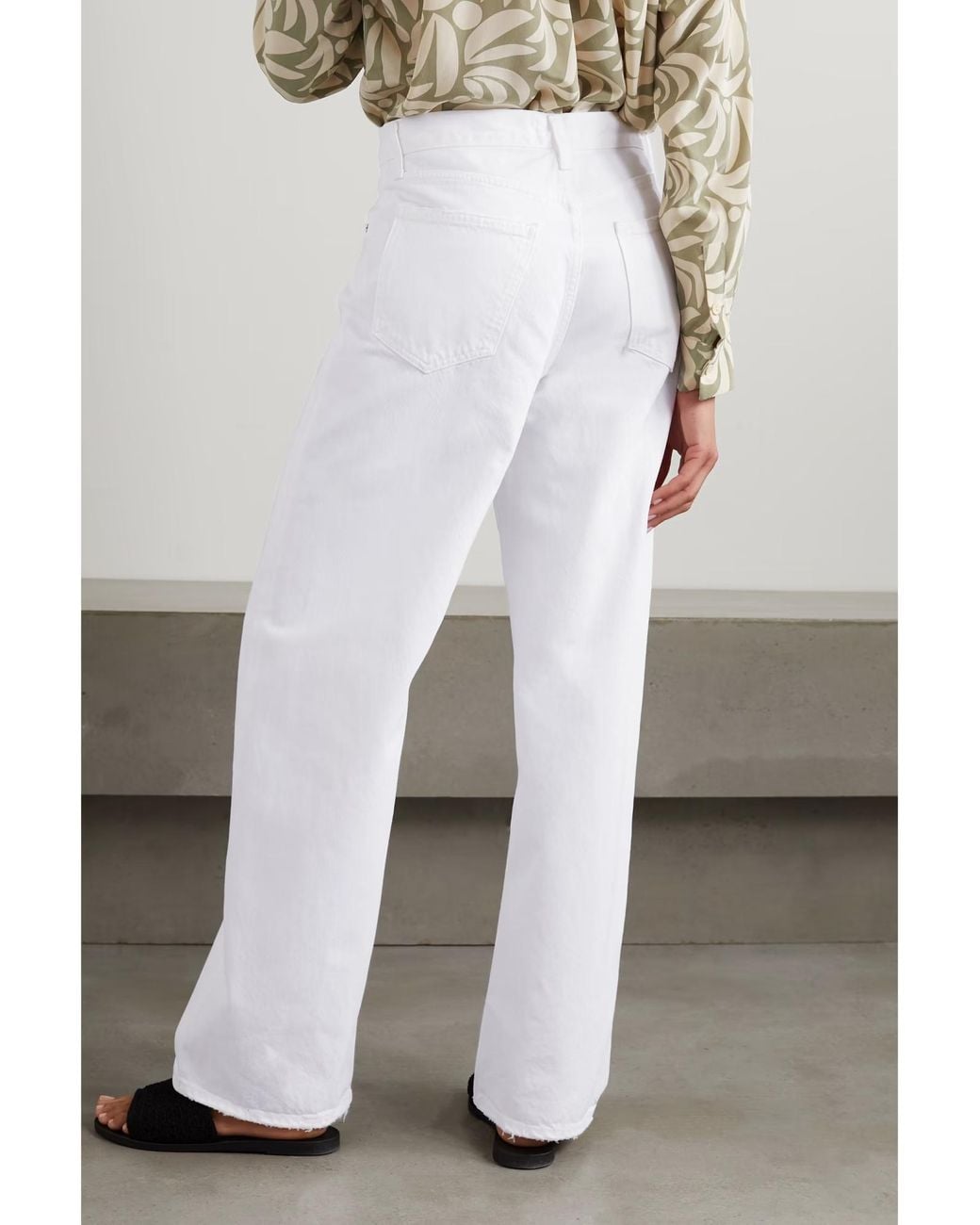 Agolde White Denim Trousers With Belt Loops