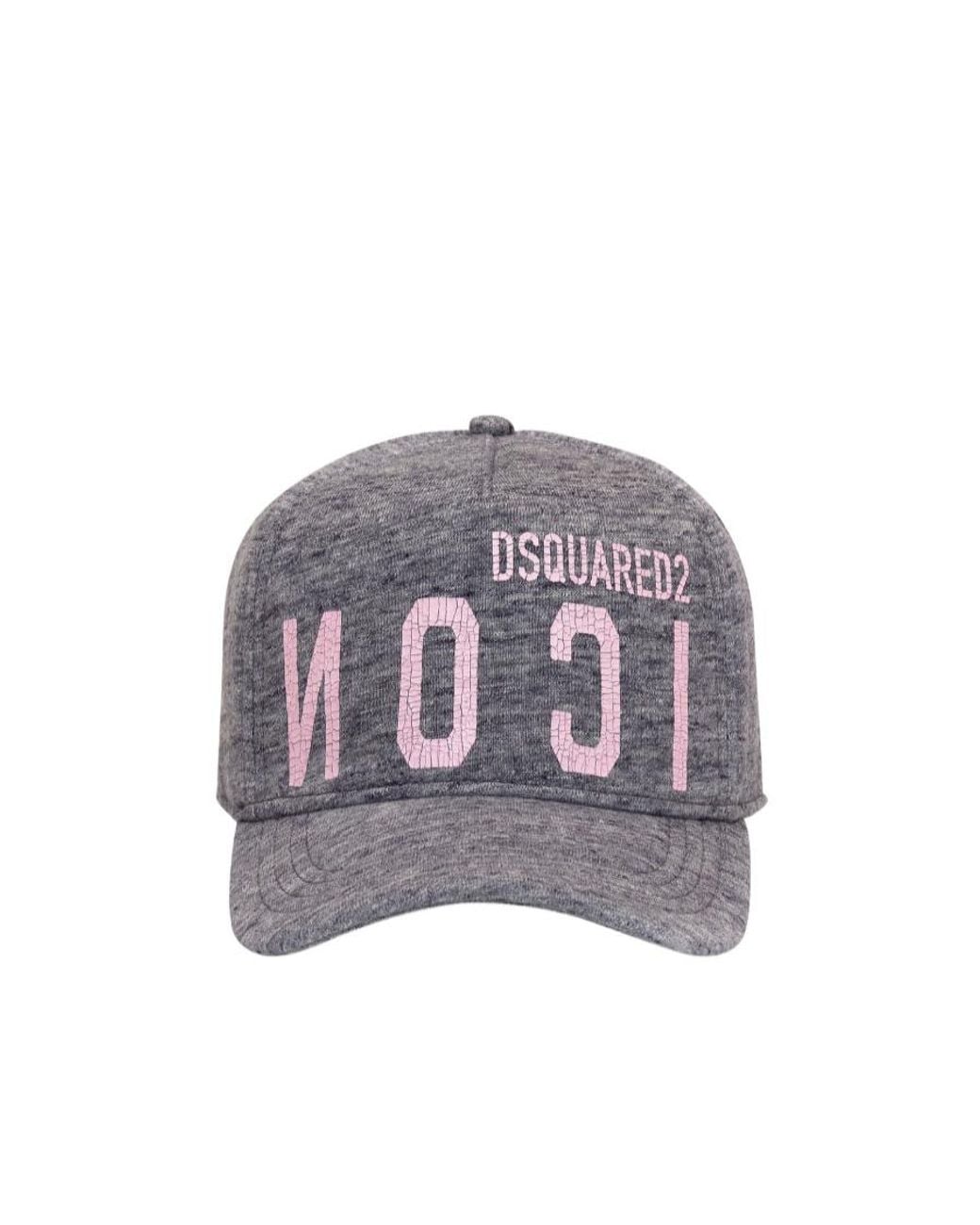 DSquared² Gray Logo-Print Cotton Cap for men