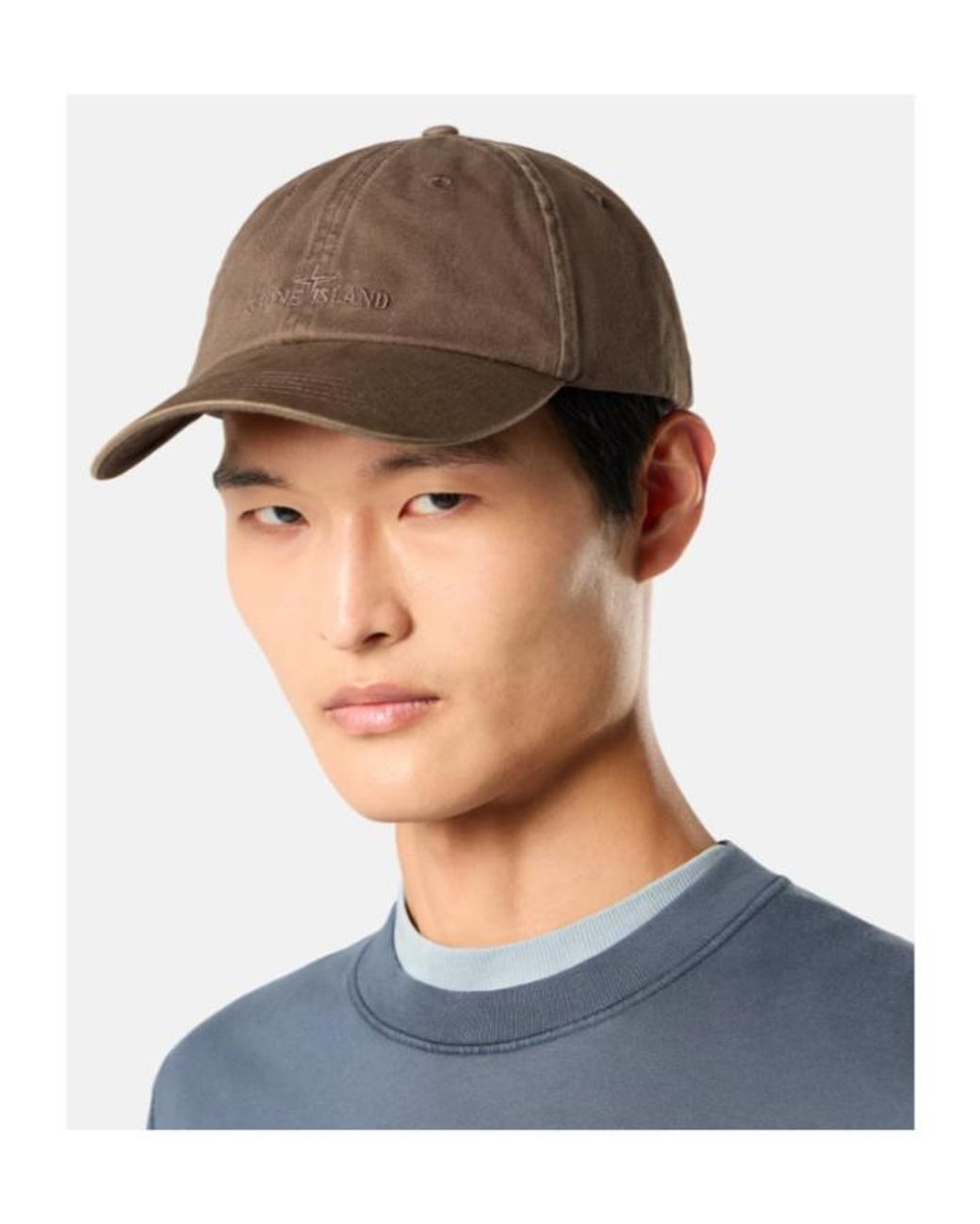 Stone Island Brown Baseball Cap With Embroidered Logo for men