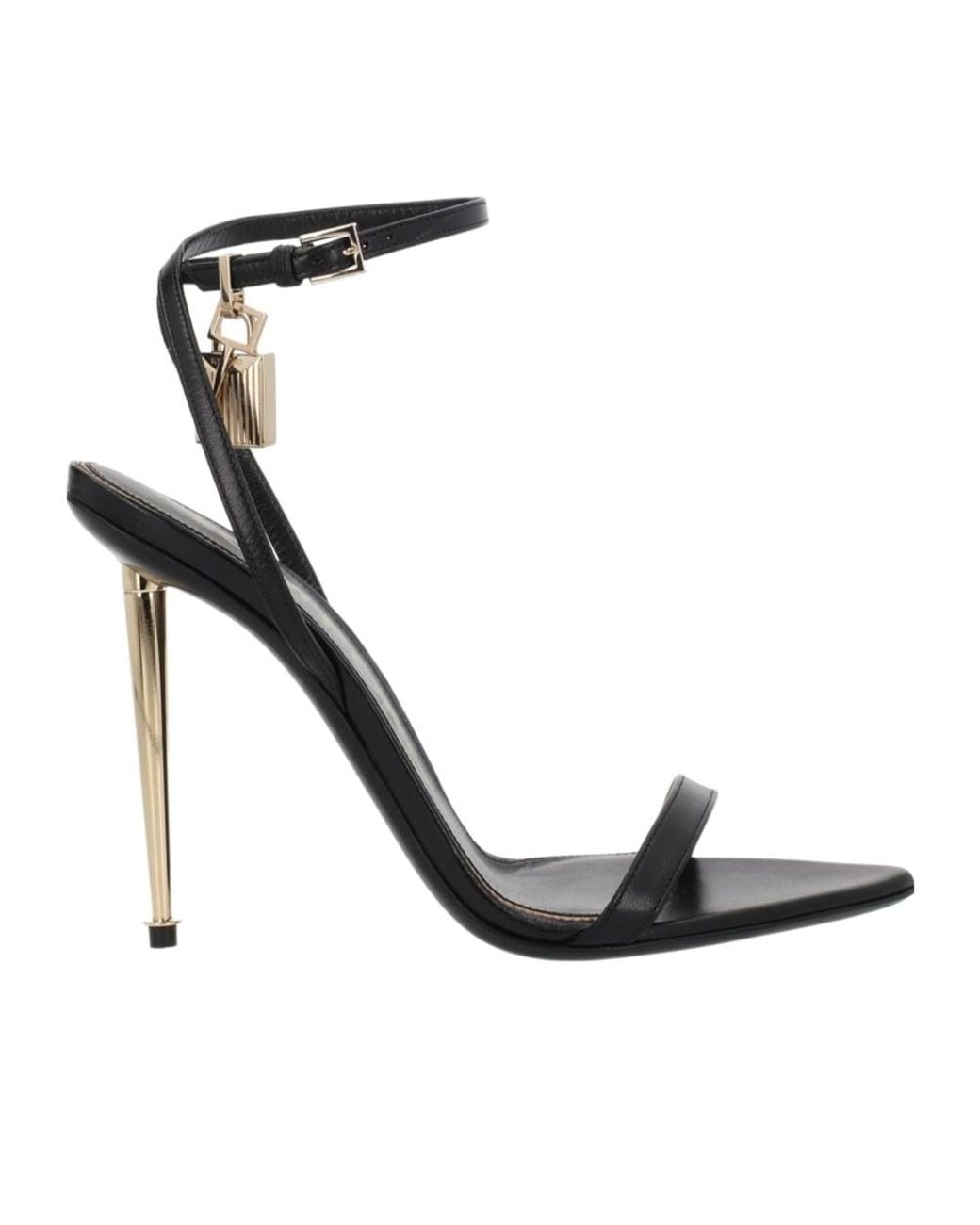 Tom Ford Black Padlock Pointy Naked Sandals