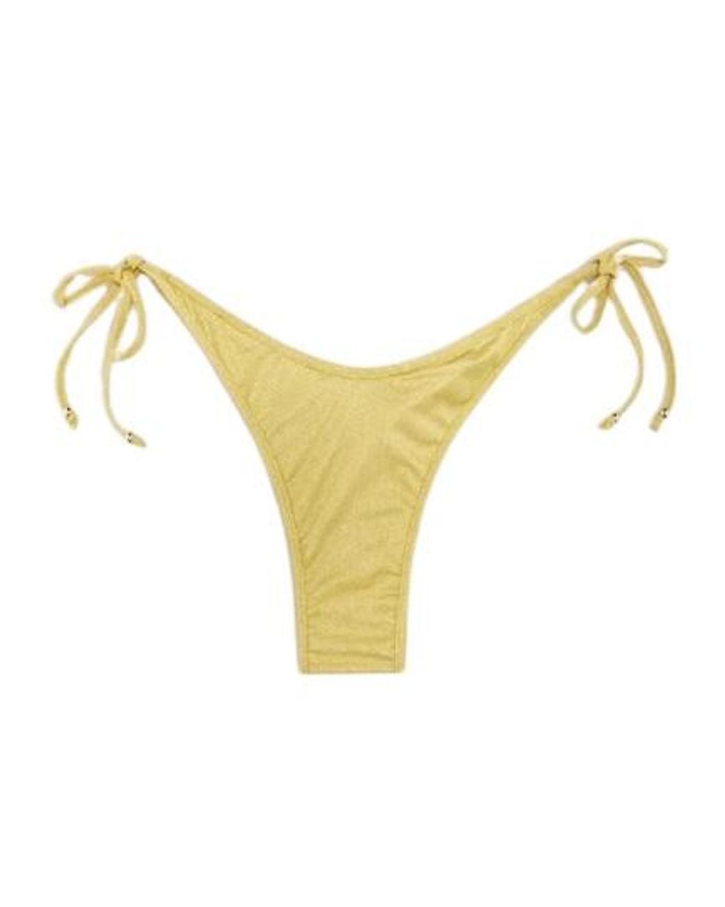 Palm Angels Yellow Glitter Side-Tie Bikini Bottoms