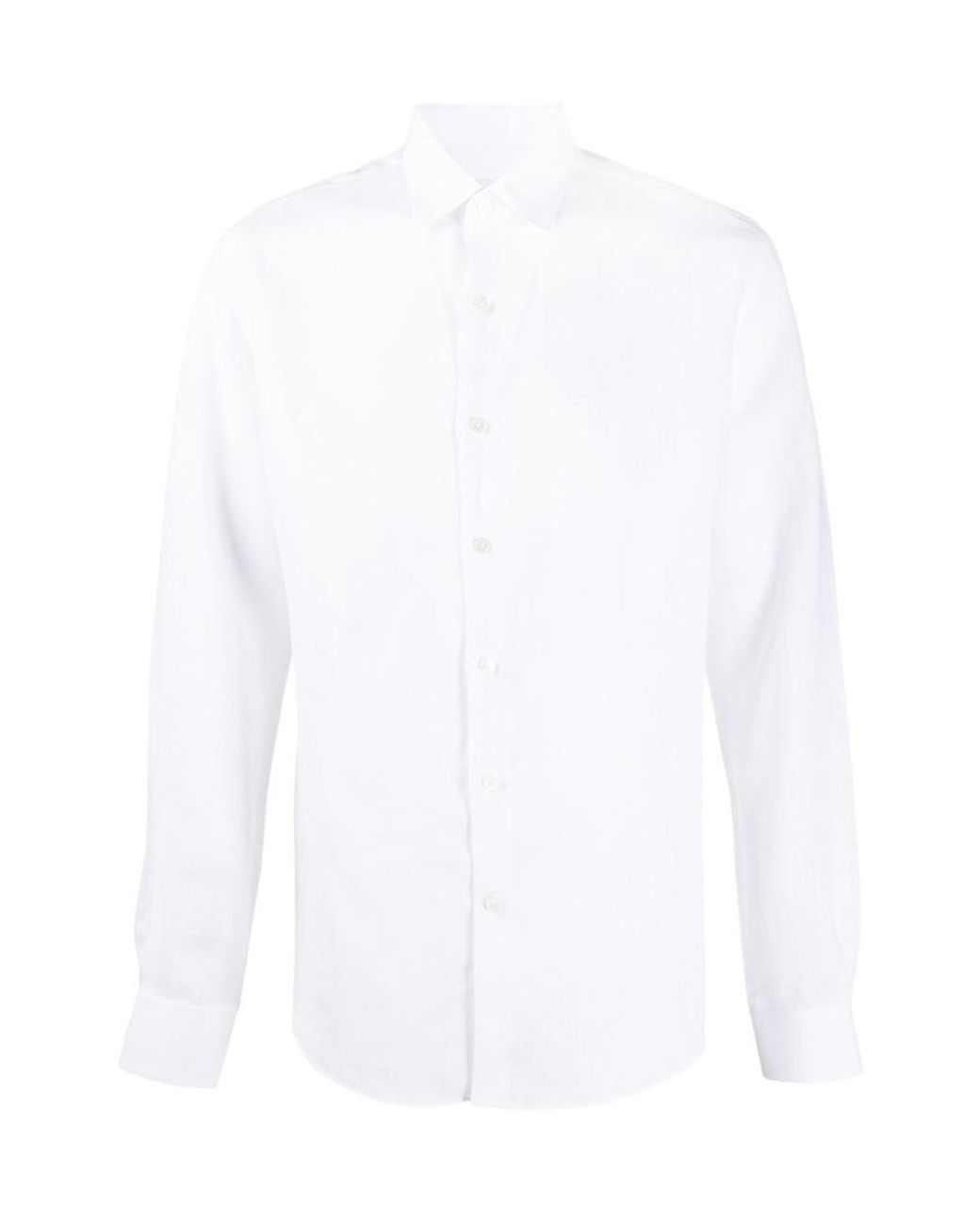Ferragamo White Long-Sleeve Linen Shirt for men