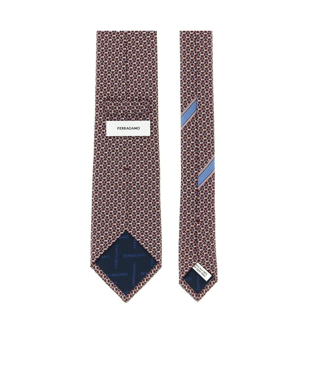 Ferragamo Purple Gancini Links Print Silk Tie for men