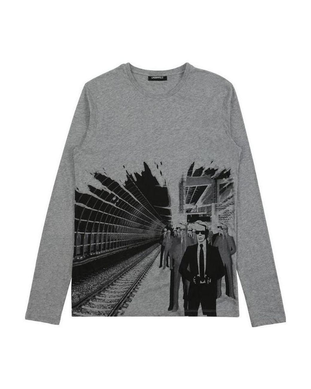 Karl Lagerfeld Gray Printed T-Shirt for men
