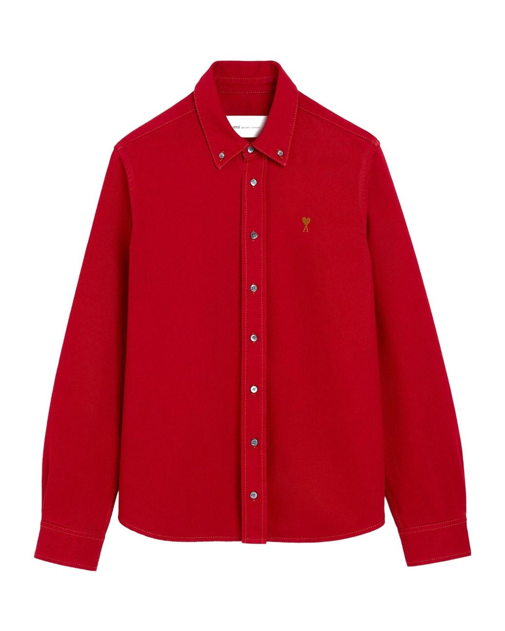 AMI Red Cotton Shirt With Ami De Coeur for men