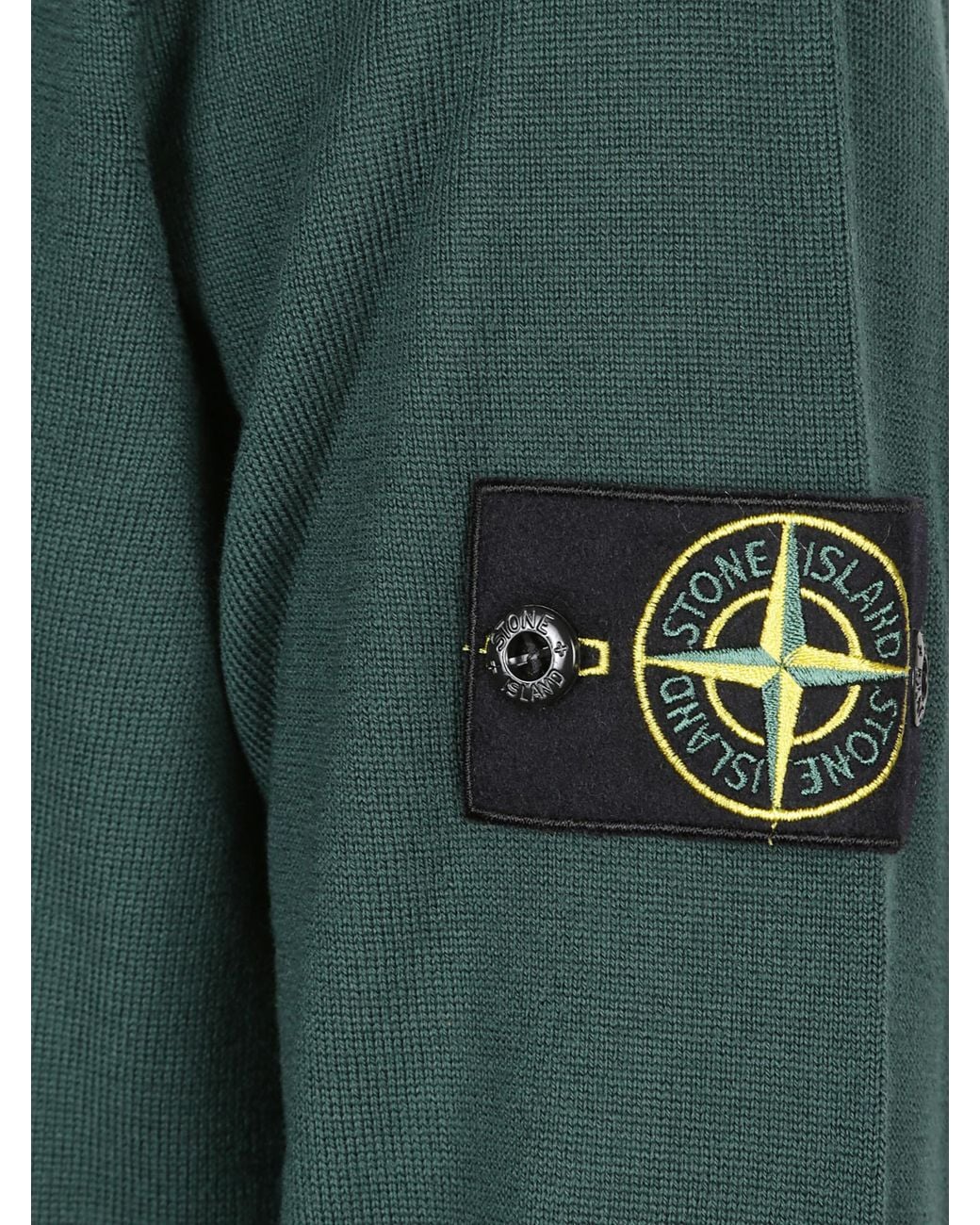 Stone Island Green Logo Patch Crewneck Jumper for men