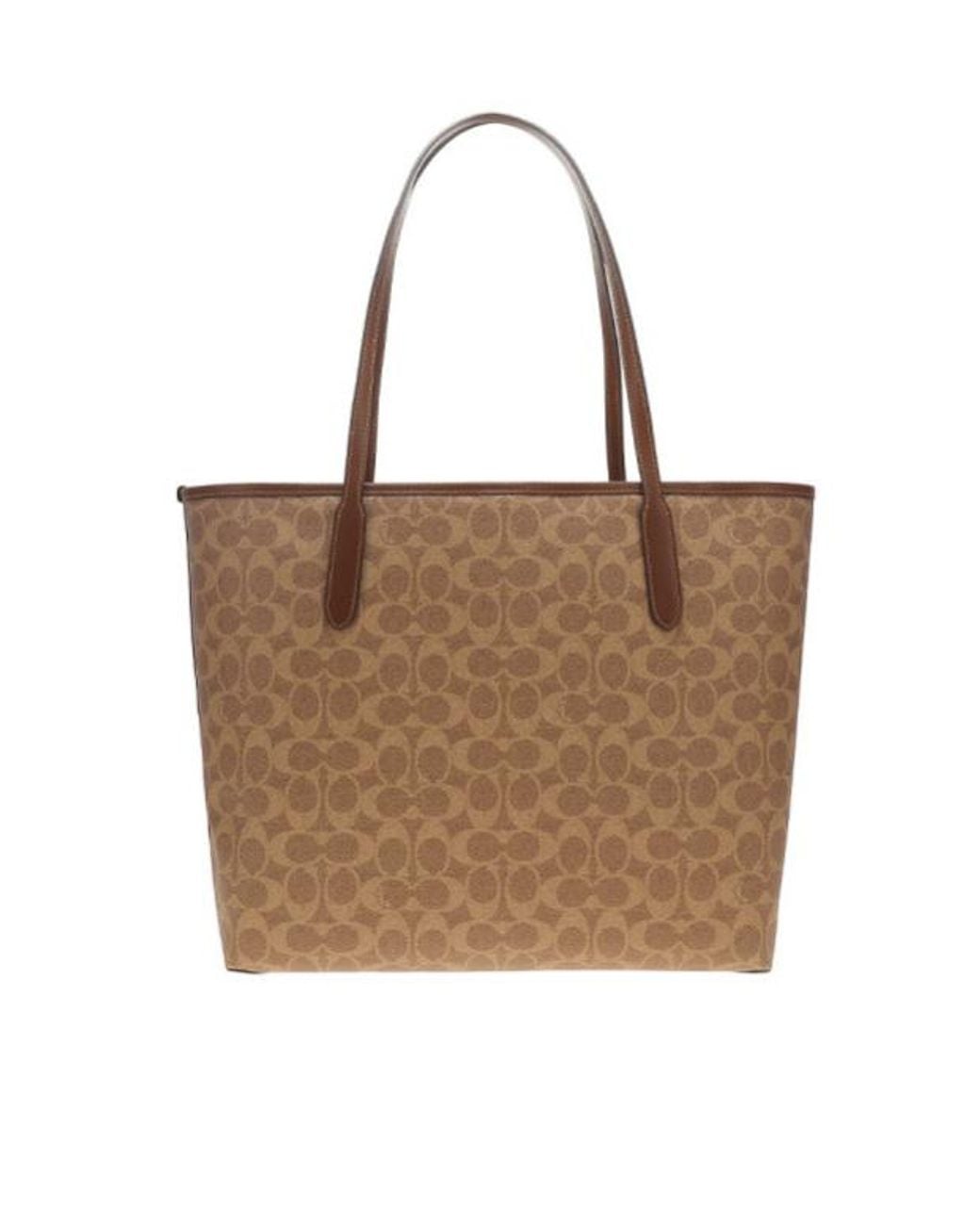 COACH Brown Logo Print Tote Bag